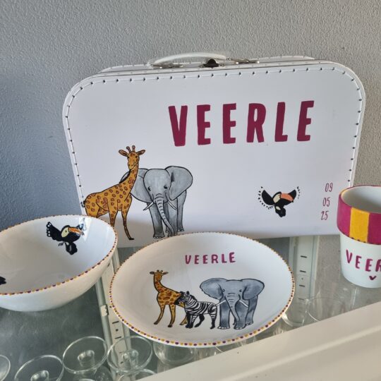 Set servies  Koffertje van Karton 35 cm