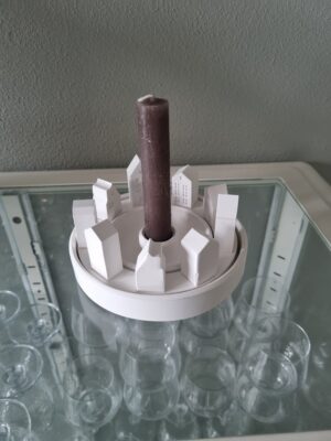 Kaarshouder met 2 losse huisje of ring met inzet huisjes of schaal met 2 losse huisjes